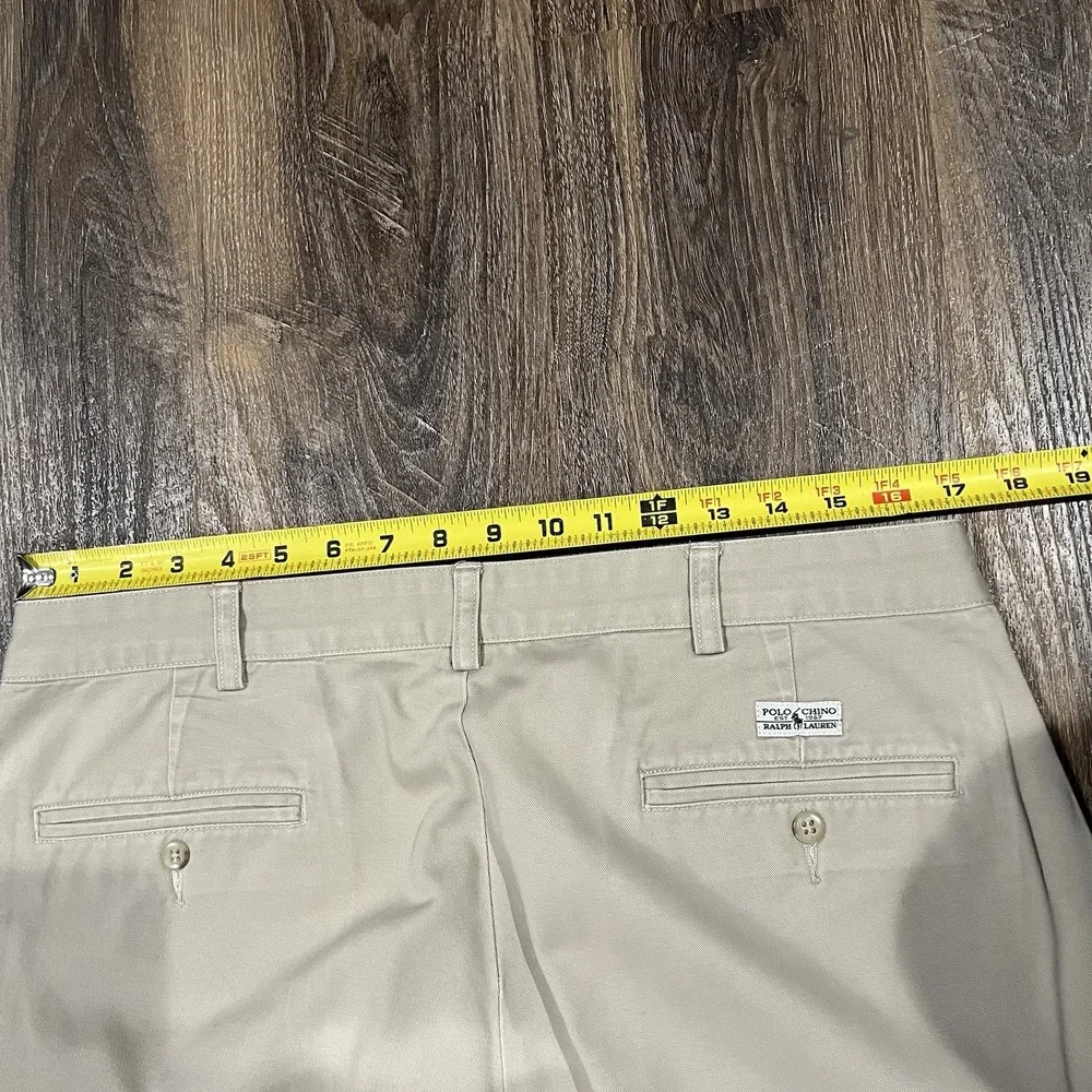 VINTAGE Polo Ralph Lauren Pants Khaki 36x30 Andrew Double Pleated Trousers Chino